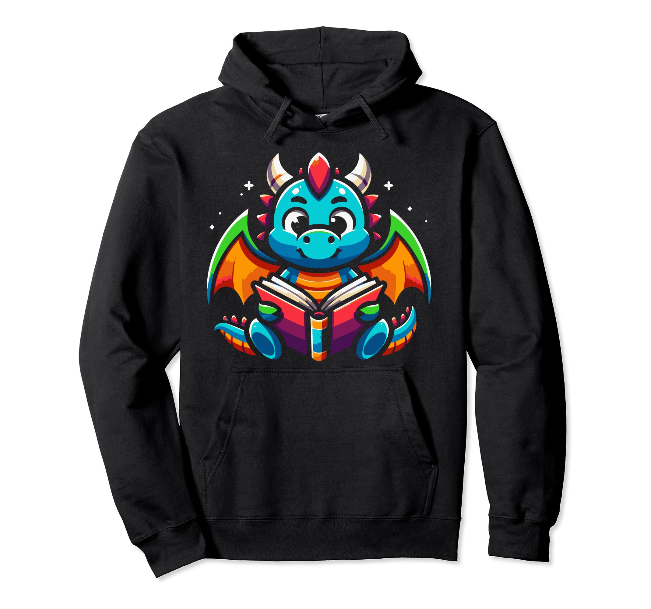 Dragon Reading Book Dragon Enthusiast Hoodie - Trendy Graphic Men Women - T-Shirt, Sweatshirt, Hoodie