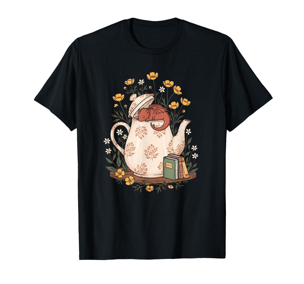 Botanical Teapot Sleeping Dragon And T-Shirt - Streetwear Style Men Women - T-Shirt, Sweatshirt, Hoodie