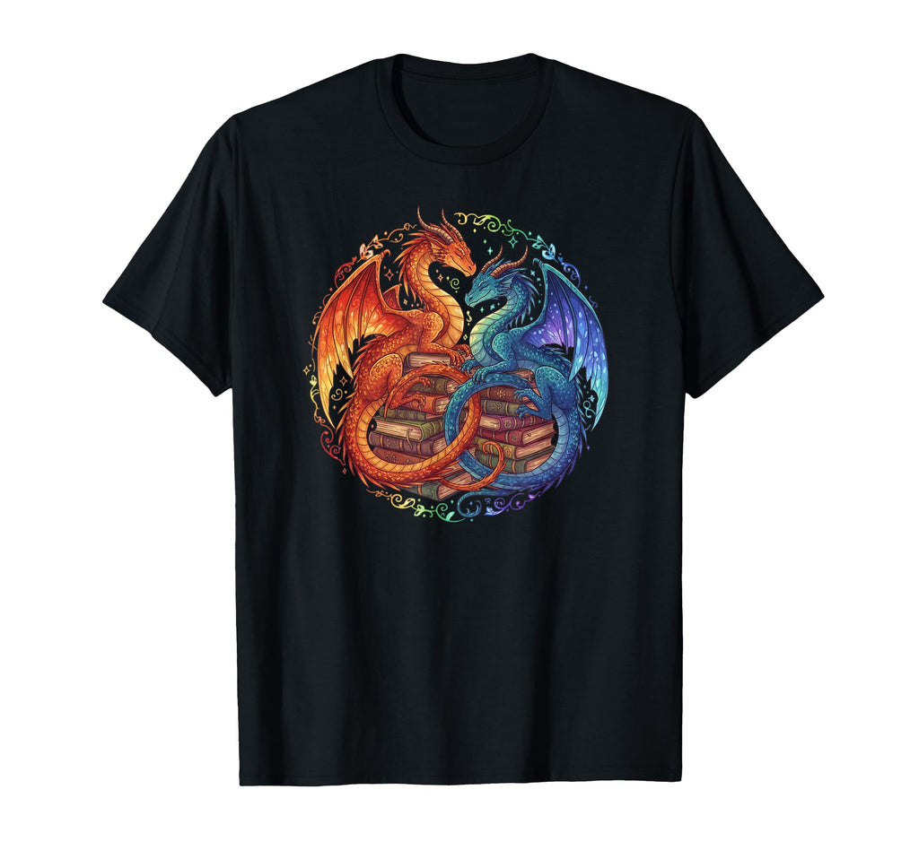 Book Lover Dragon Bookworm Reading T-Shirt - Novelty Apparel Unisex - T-Shirt, Sweatshirt, Hoodie