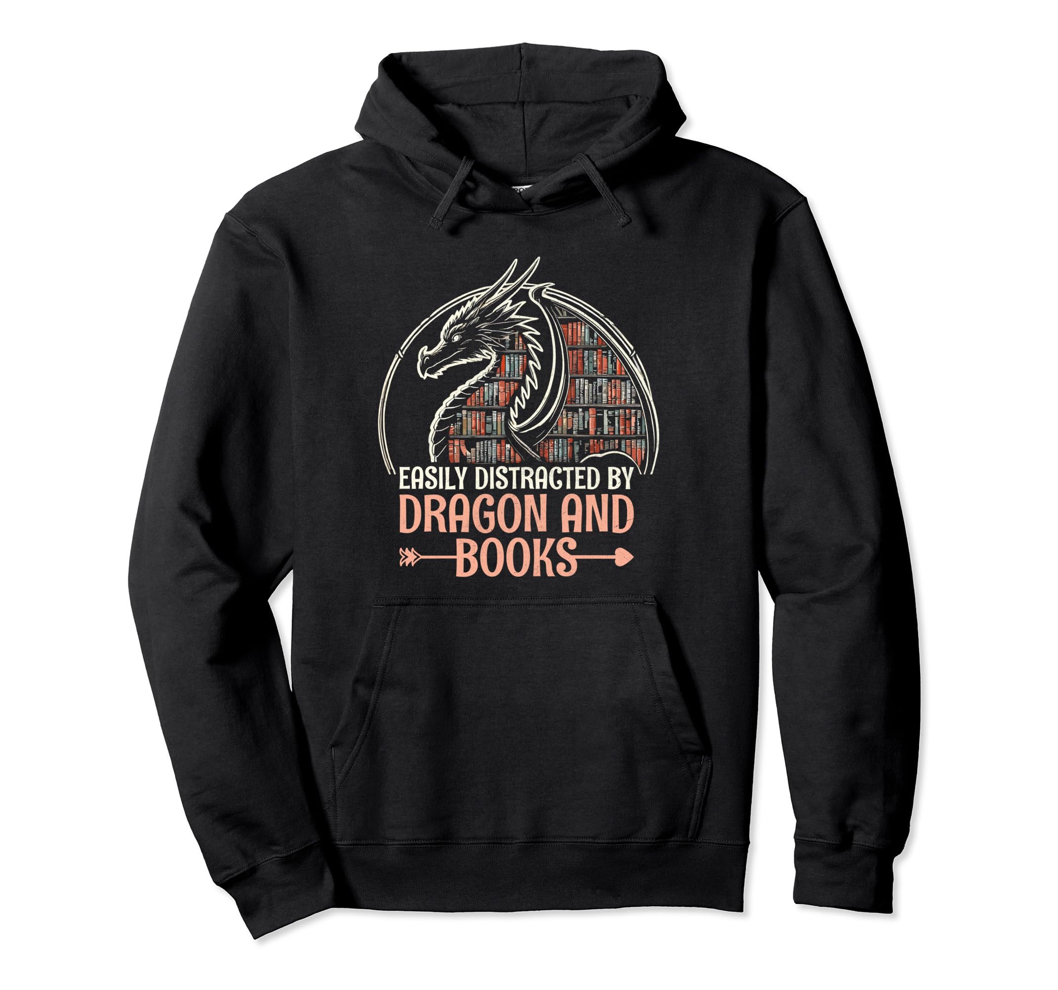 Easily Distracted Dragons Books Funny Hoodie - Aesthetic Graphic Men Women - T-Shirt, Sweatshirt, Hoodie