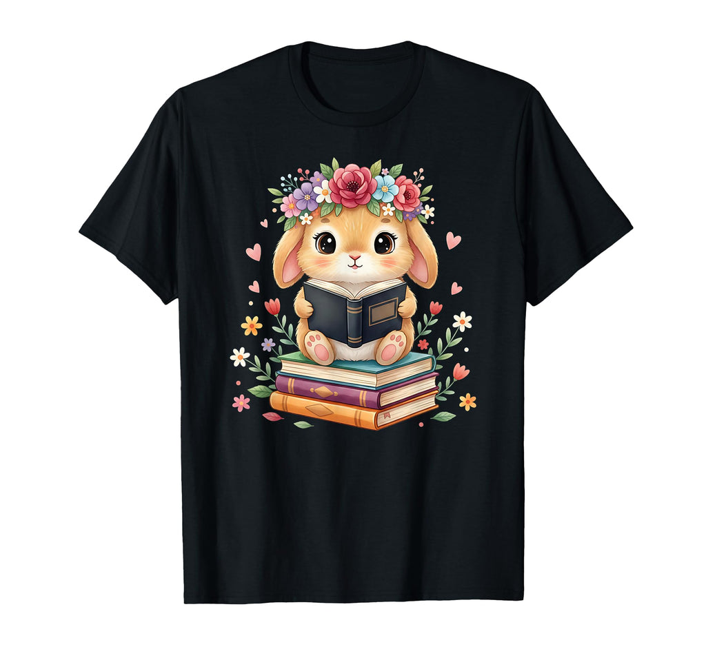 Bunny Glasses Books Bookworm Reader T-Shirt - Aesthetic Graphic for Adults - T-Shirt, Sweatshirt, Hoodie