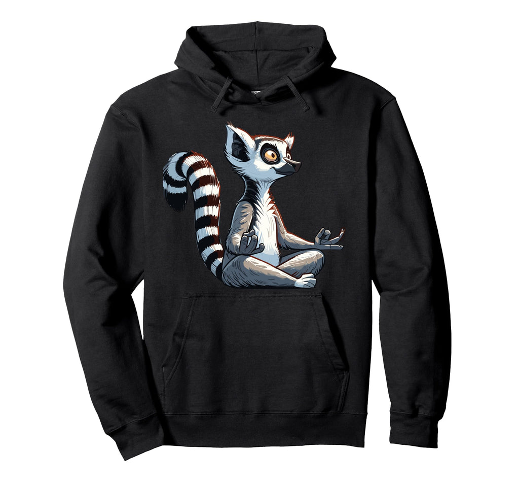 Meditation Lemur Yoga Pose Relaxing Hoodie - Minimalist Print Men Women - T-Shirt, Sweatshirt, Hoodie