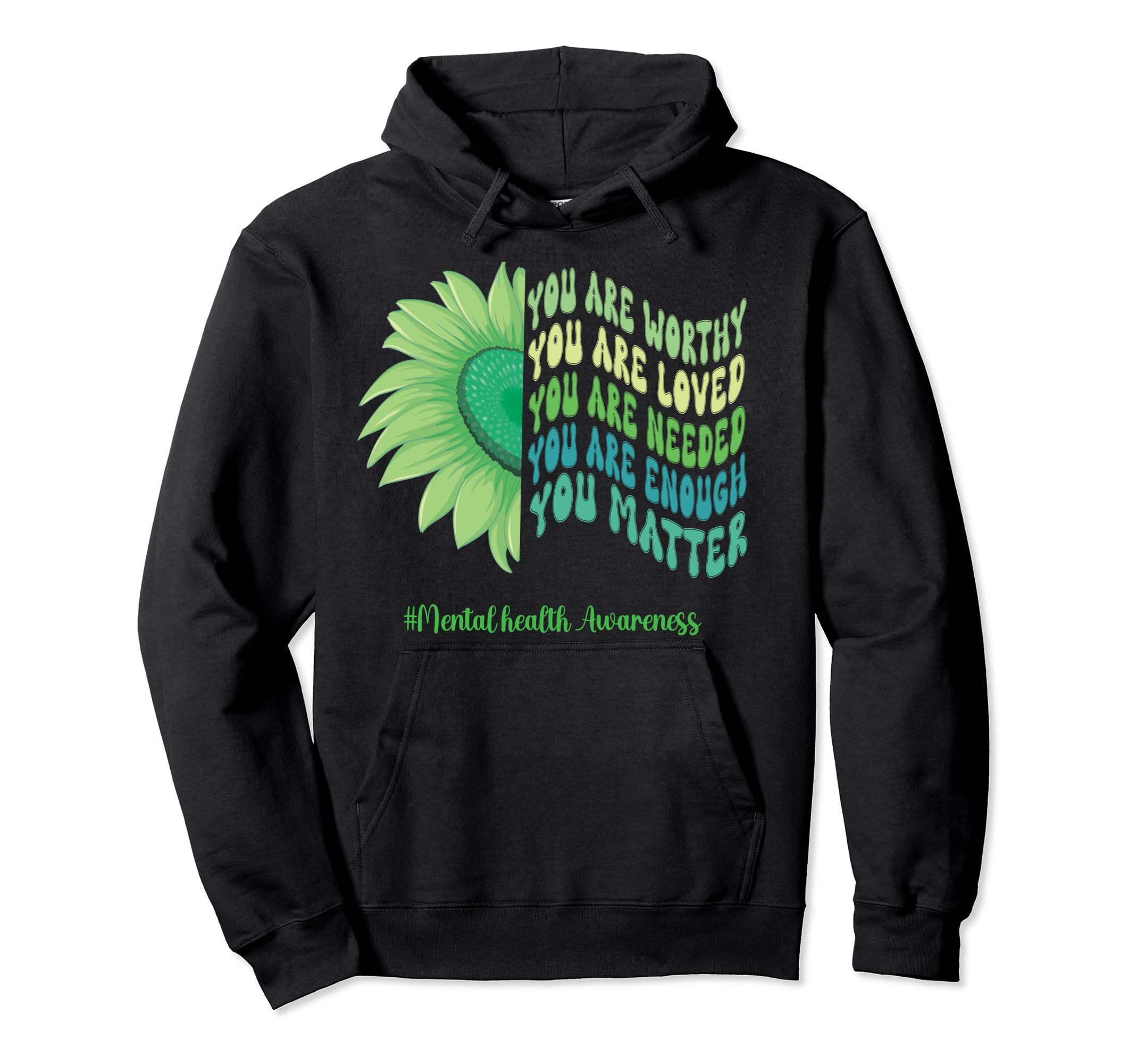 You Matter Groovy Be Kind Sunflower Mental Hoodie - Graphic Print Unisex - T-Shirt, Sweatshirt, Hoodie