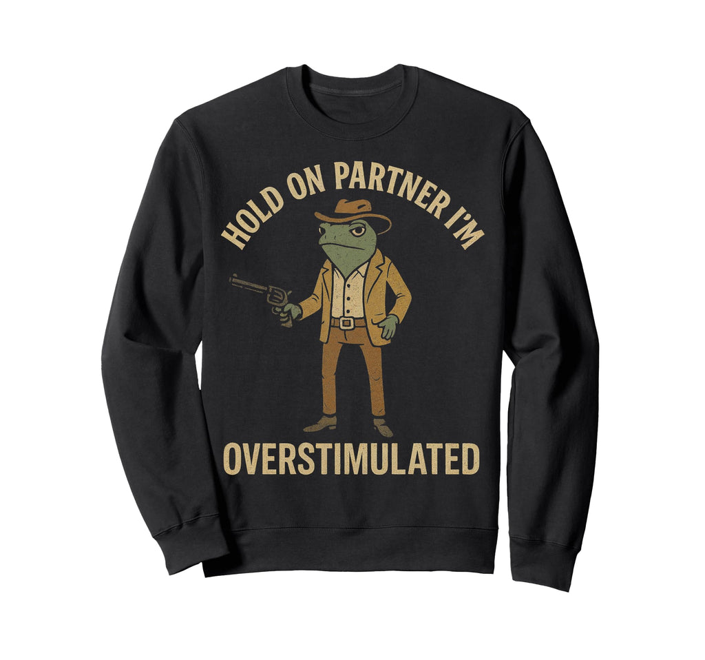 Funny Western Cowboy Frog Hold Sweatshirt - Unique Graphic Men Women - T-Shirt, Sweatshirt, Hoodie