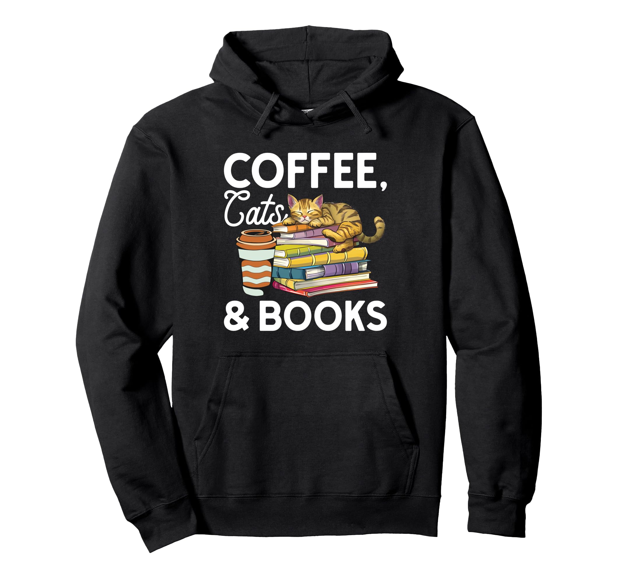 Coffee Book Reading Shirts Cat Lover T-Shirt - Graphic Print Unisex - T-Shirt, Sweatshirt, Hoodie