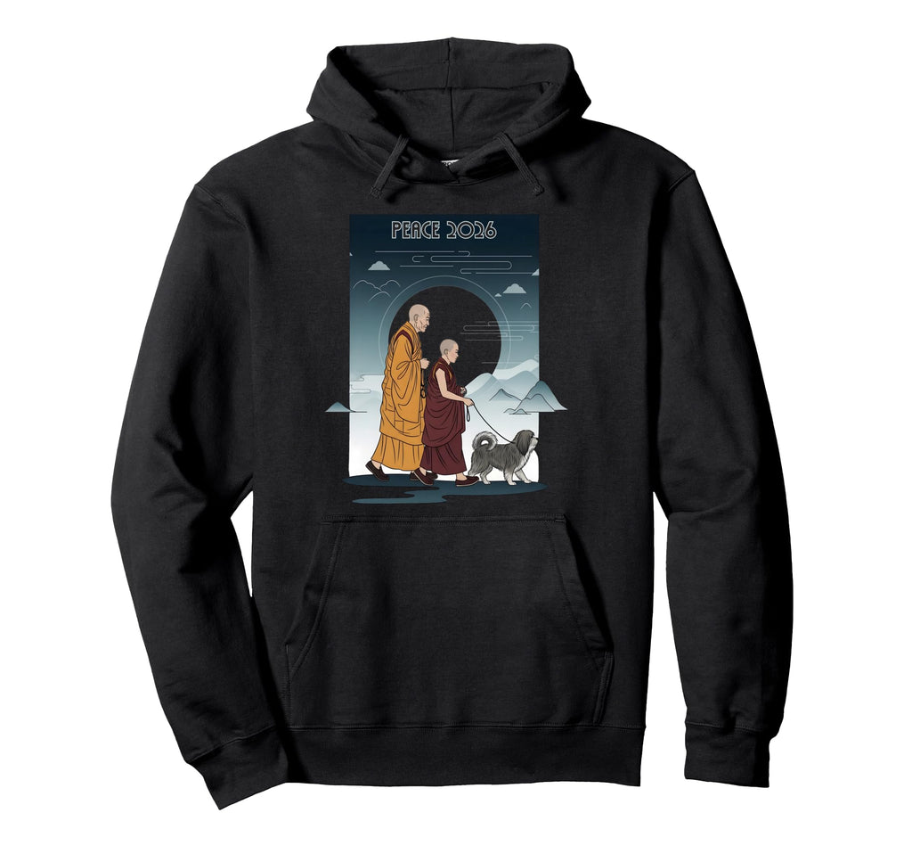 Walk Peace Monks Journey 2026 Dog Hoodie - Streetwear Style Men Women - T-Shirt, Sweatshirt, Hoodie