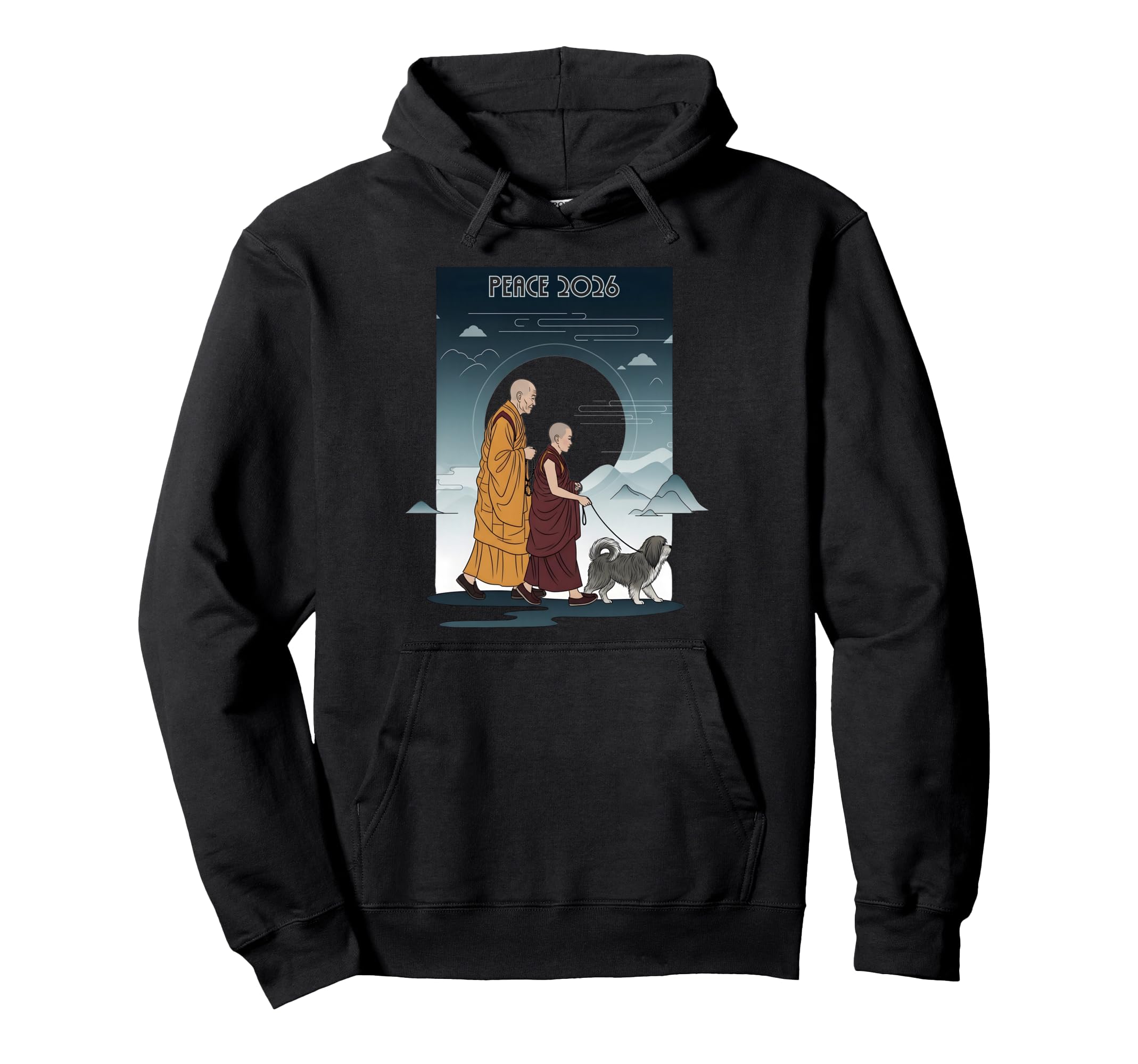 Walk Peace Monks Journey 2026 Dog Hoodie - Streetwear Style Men Women - T-Shirt, Sweatshirt, Hoodie