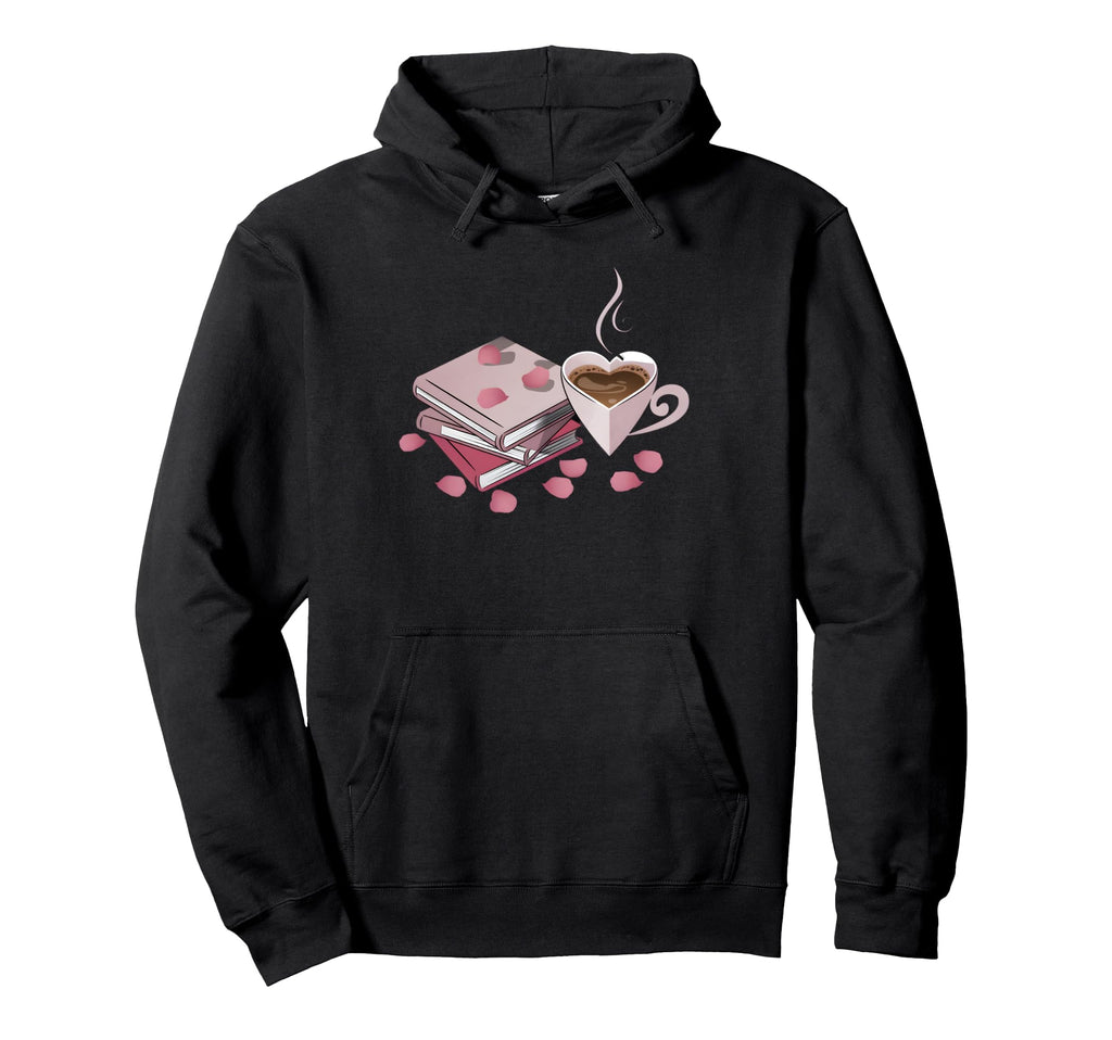 Book And Heart Coffee Readers Cozy Hoodie - Minimalist Print Men Women - T-Shirt, Sweatshirt, Hoodie