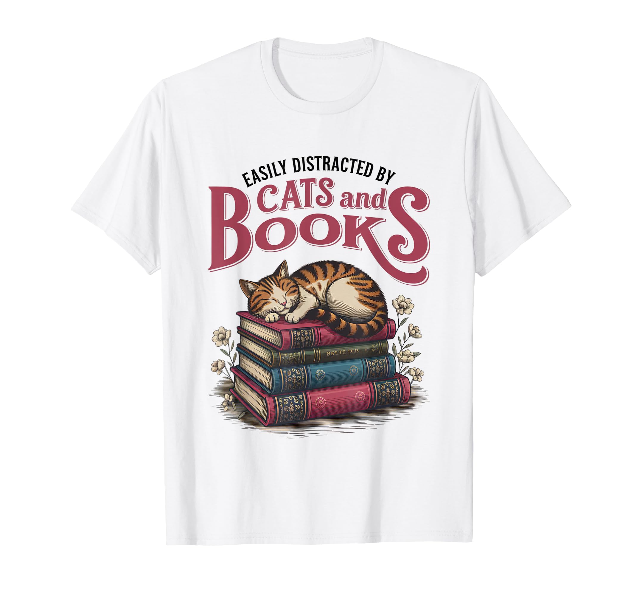 Easily Distracted Cats And Books T-Shirt - Streetwear Style Men Women - T-Shirt, Sweatshirt, Hoodie