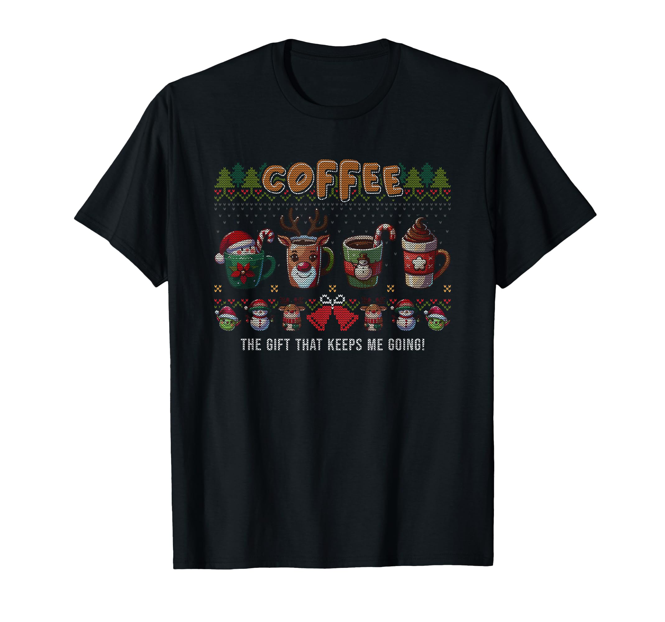 Coffee Keeps Me Going Santa Claus T-Shirt - Casual Everyday Wear Men Women - T-Shirt, Sweatshirt, Hoodie