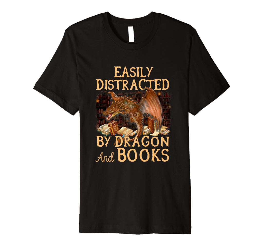 Easily Distracted Dragons And Books T-Shirt - Streetwear Style for Adults - T-Shirt, Sweatshirt, Hoodie