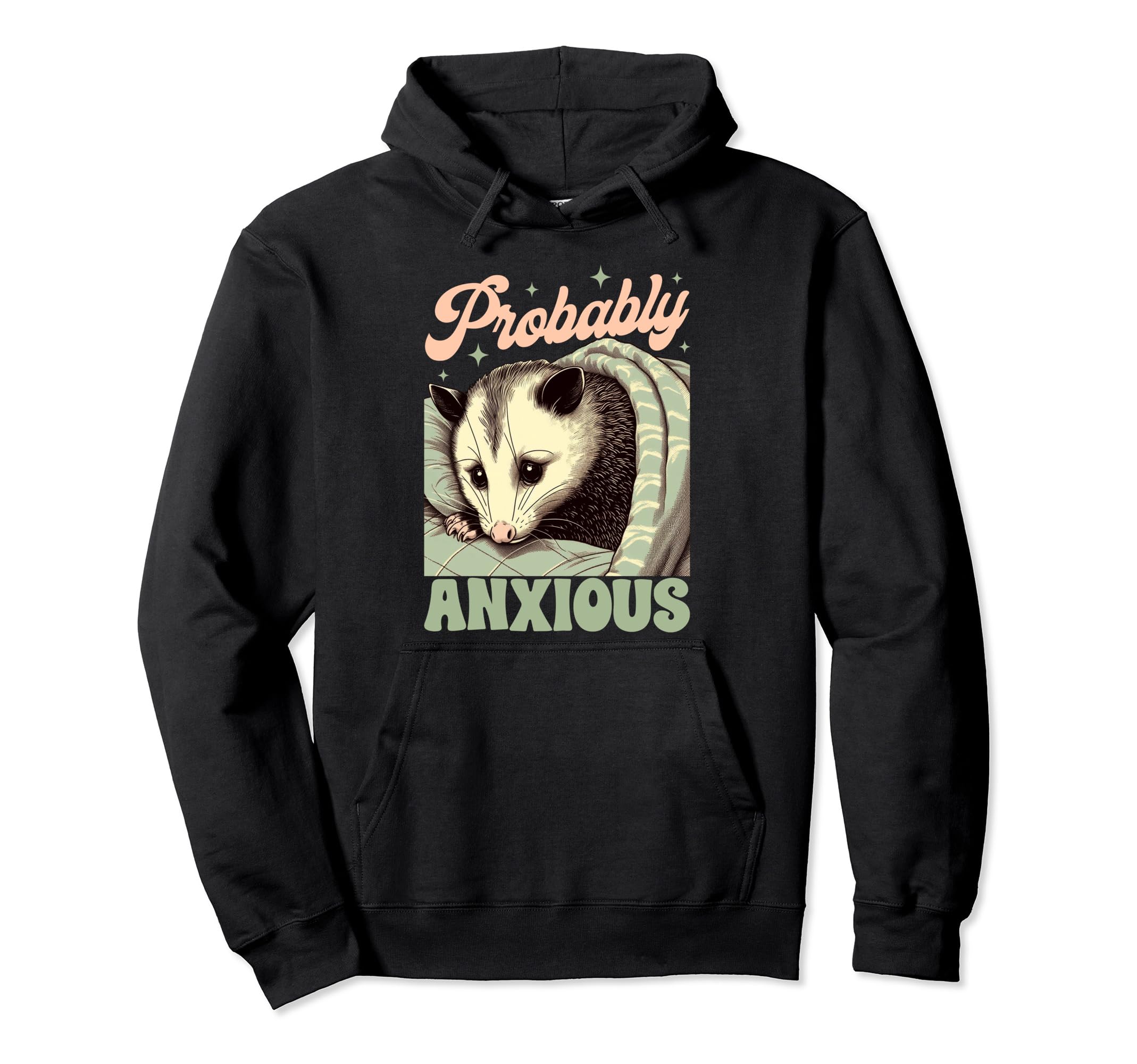 Anxiety Mental Health Opossum Hoodie - Minimalist Print for Adults - T-Shirt, Sweatshirt, Hoodie