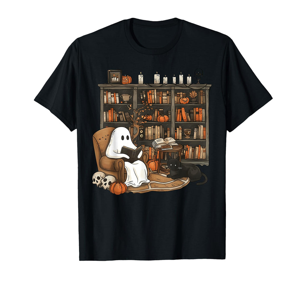 Ghost Reading Book Lovers Library T-Shirt - Fun Novelty Design Men Women - T-Shirt, Sweatshirt, Hoodie