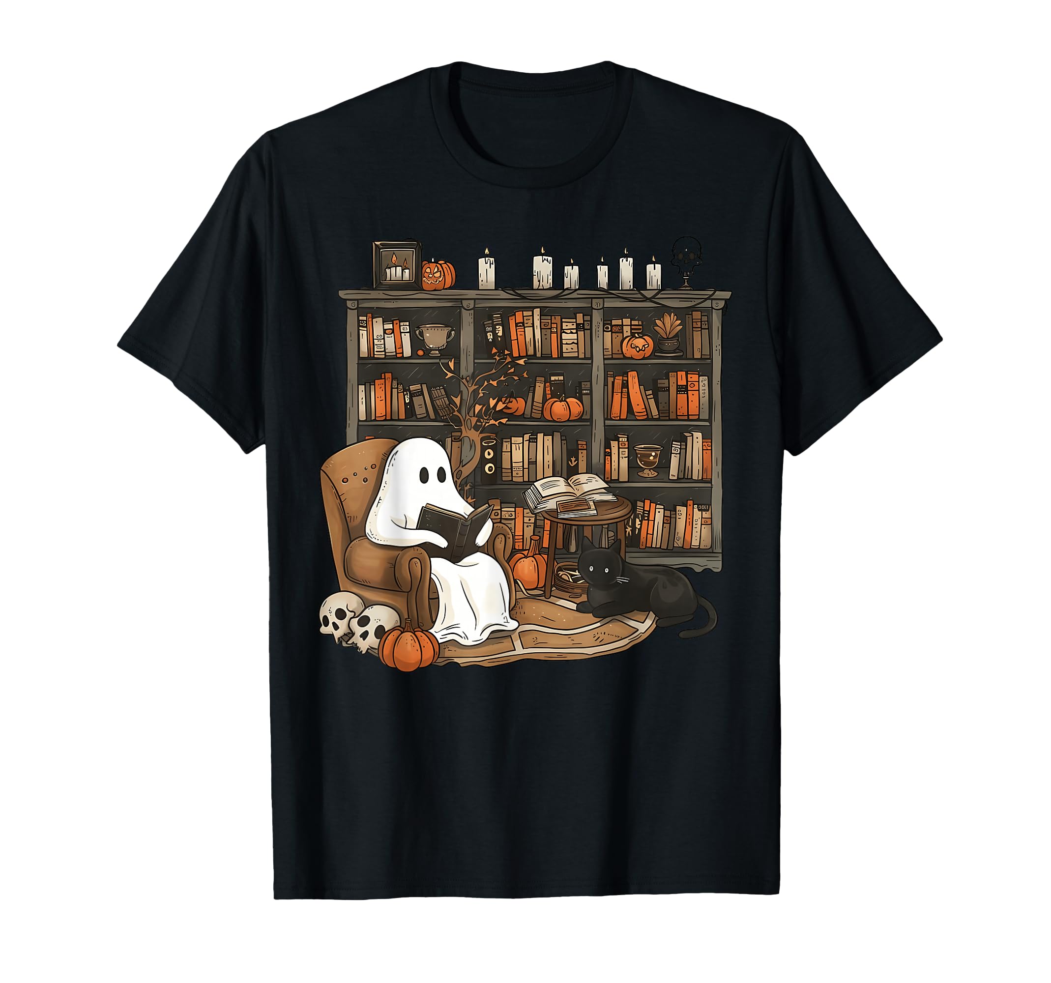Ghost Reading Book Lovers Library T-Shirt - Fun Novelty Design Men Women - T-Shirt, Sweatshirt, Hoodie