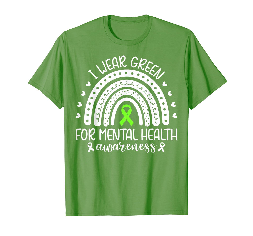 Rainbow I Wear Green Mental Health T-Shirt - Trendy Graphic Men Women - T-Shirt, Sweatshirt, Hoodie