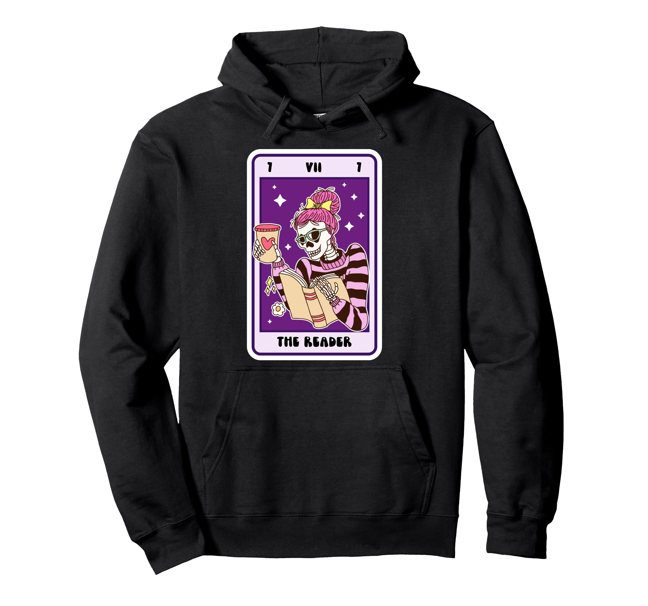 Tarot Card Reader Skeleton Book Lover Hoodie - Novelty Apparel Men Women - T-Shirt, Sweatshirt, Hoodie