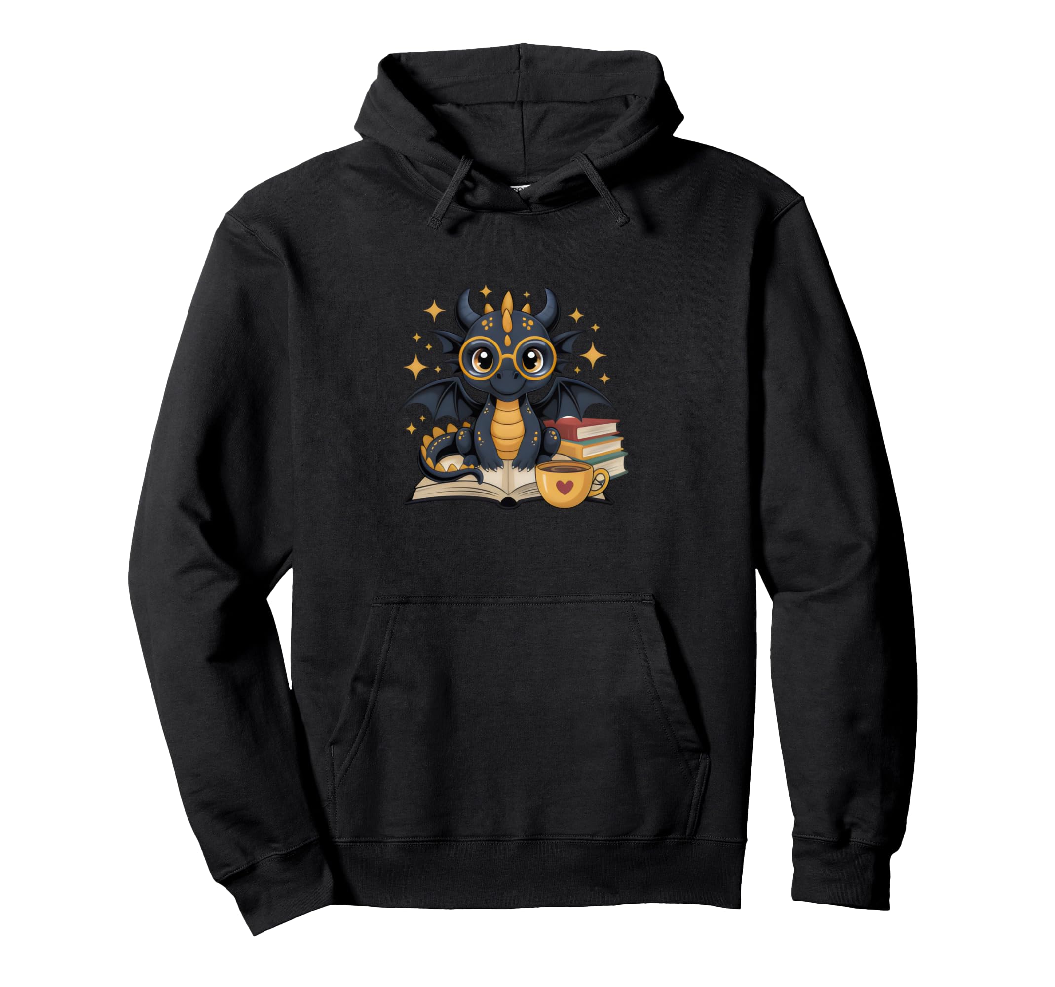 Fantasy Dragon Reading Cozy Bookworm Hoodie - Custom Art Print Men Women - T-Shirt, Sweatshirt, Hoodie