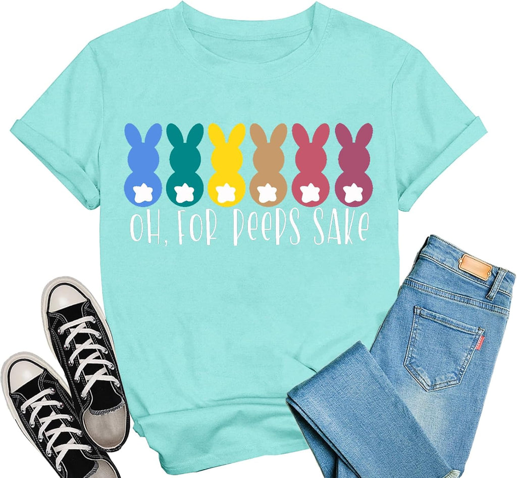 Easter Shirts for Women Easter Bunny T-Shirt Colorful Rabbit Print Tee Tops Unisex T-shirt, Sweatshirt, Hoodie, Long Sleeve Tee - T-Shirt, Sweatshirt, Hoodie