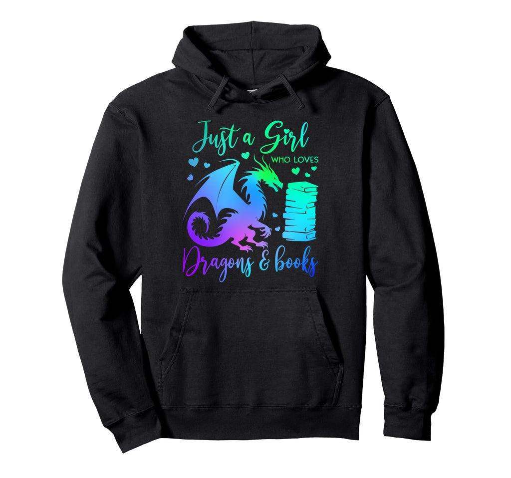 Just Who Loves Dragons And Books Dragon Hoodie - Minimalist Print Unisex - T-Shirt, Sweatshirt, Hoodie