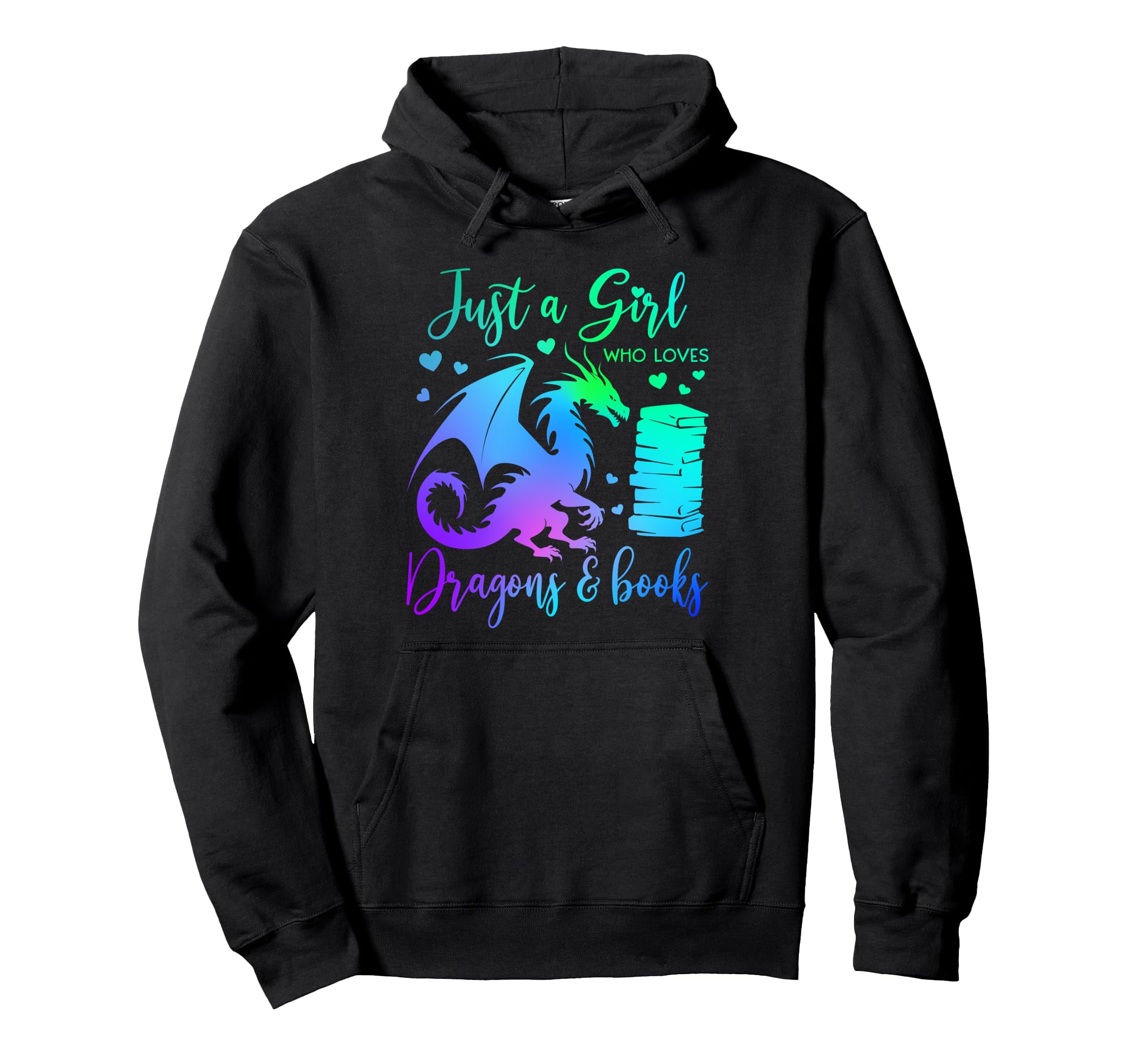Just Who Loves Dragons And Books Dragon Hoodie - Minimalist Print Unisex - T-Shirt, Sweatshirt, Hoodie
