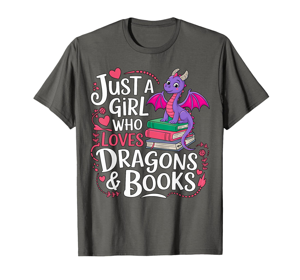 Just Who Loves Dragons And Books Reading T-Shirt - Minimalist Print Unisex - T-Shirt, Sweatshirt, Hoodie