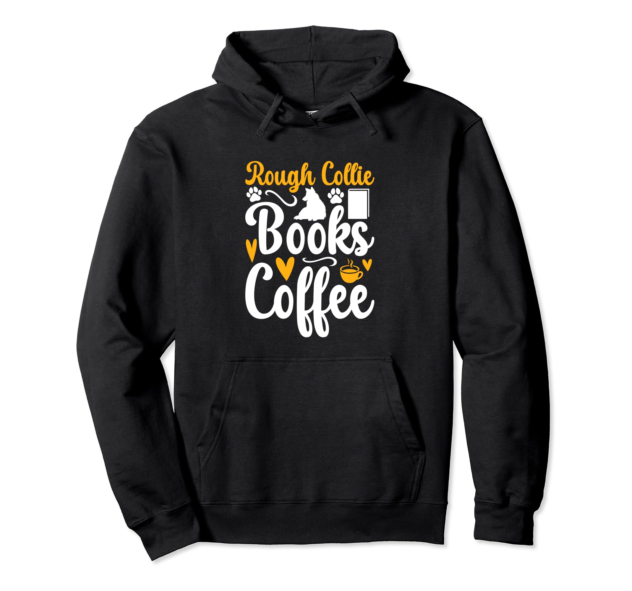 Rough Collie Books Coffee Rough Collie Hoodie - Minimalist Print for Adults - T-Shirt, Sweatshirt, Hoodie