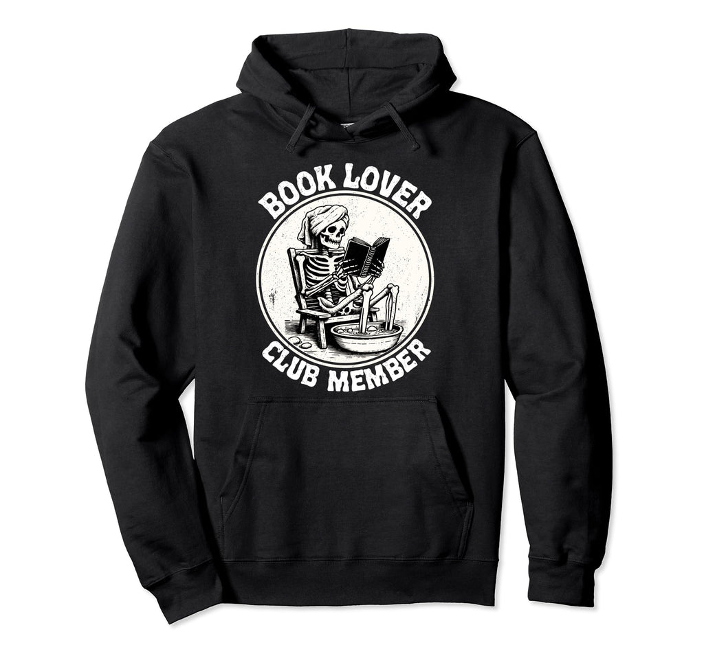 Book Lover Club Member Bookworm Skeleton Hoodie - Minimalist Print Unisex - T-Shirt, Sweatshirt, Hoodie