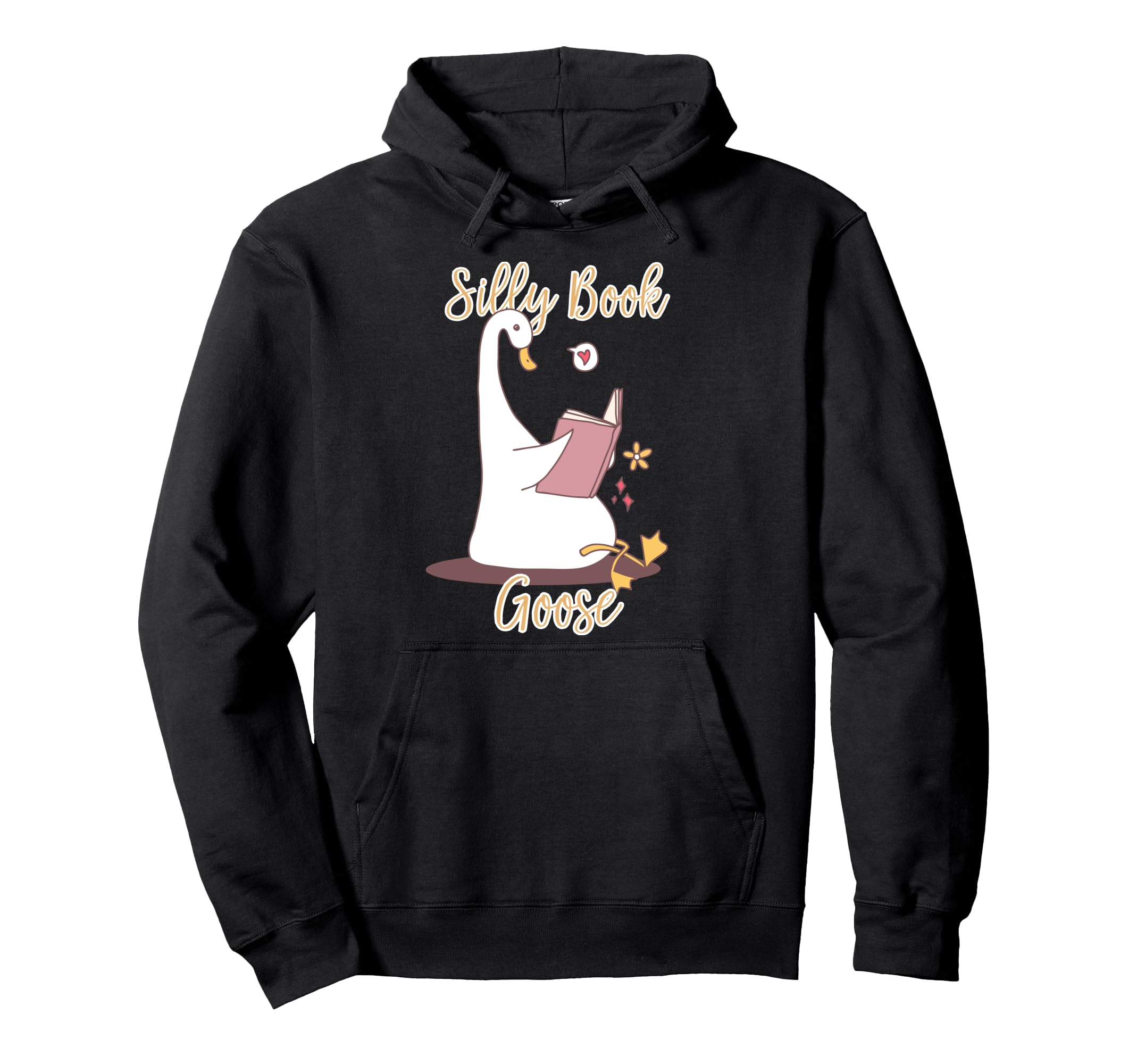 Silly Book Goose Reading Book Lover Hoodie - Graphic Print Men Women - T-Shirt, Sweatshirt, Hoodie