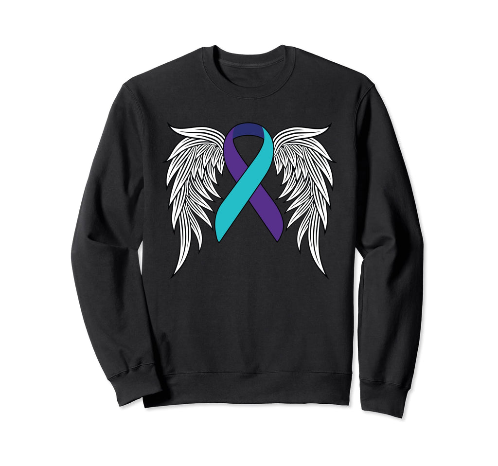 Ribbon Angel Wings Suicide Awareness Sweatshirt - Graphic Print Unisex - T-Shirt, Sweatshirt, Hoodie
