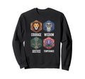 Courage Wisdom Justice Temperance Sweatshirt - Unique Graphic Men Women - T-Shirt, Sweatshirt, Hoodie