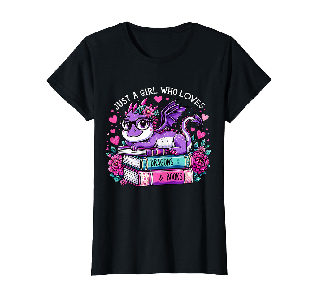 Just Who Loves Dragons And Books T-Shirt - Trendy Graphic for Adults - T-Shirt, Sweatshirt, Hoodie