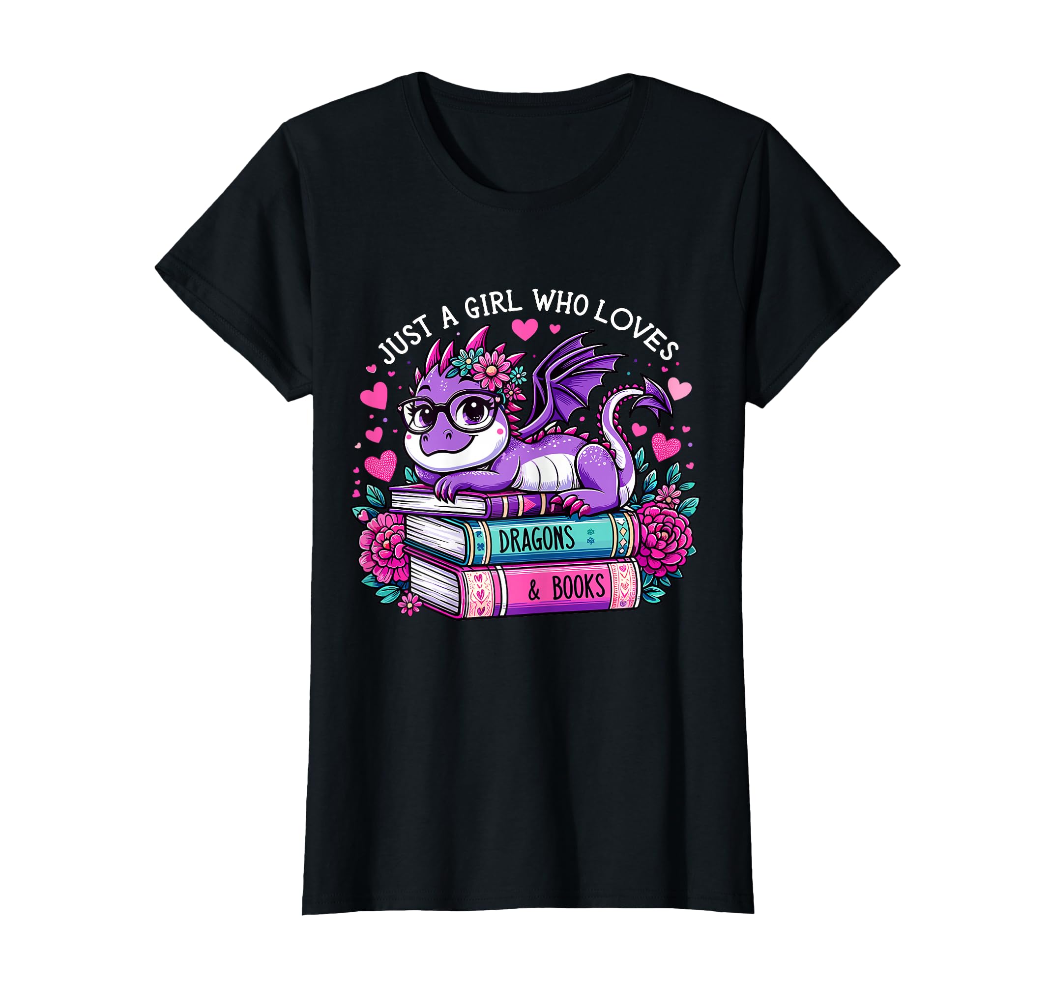 Just Who Loves Dragons And Books T-Shirt - Trendy Graphic for Adults - T-Shirt, Sweatshirt, Hoodie