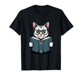 Cat Reading Book Nerd Kitty Bookworm T-Shirt - Fun Novelty Design Unisex - T-Shirt, Sweatshirt, Hoodie