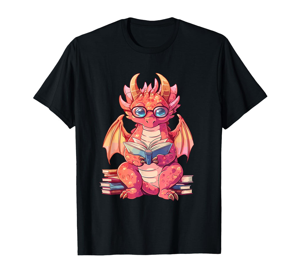 Dragon Reading Book Bookworm Books T-Shirt - Casual Everyday Wear Unisex - T-Shirt, Sweatshirt, Hoodie