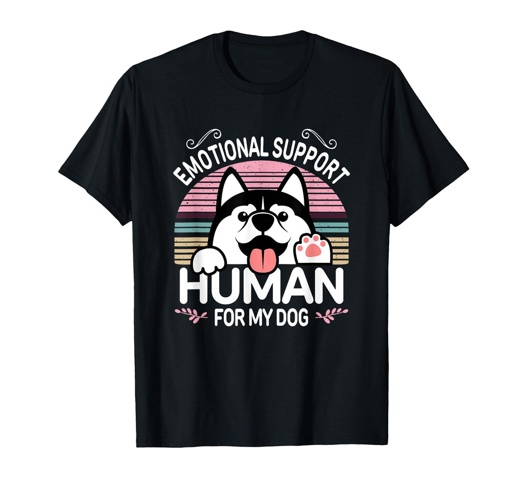 Black Husky Dog Emotional Support T-Shirt - Trendy Graphic for Adults - T-Shirt, Sweatshirt, Hoodie
