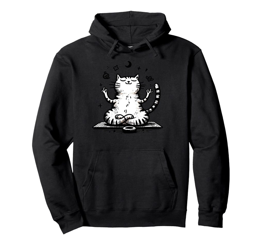 Meditation Cat Yoga Pose Relaxing Hoodie - Custom Art Print for Adults - T-Shirt, Sweatshirt, Hoodie