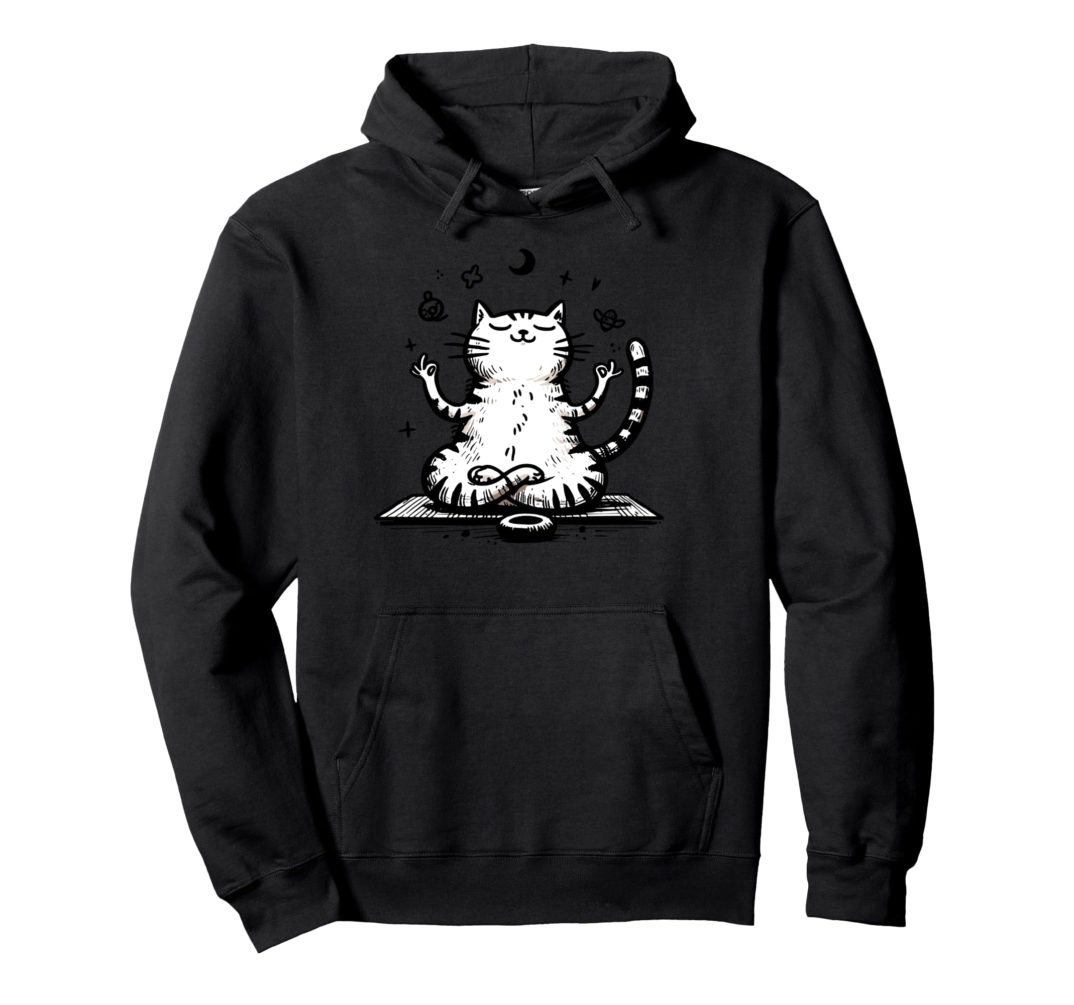 Meditation Cat Yoga Pose Relaxing Hoodie - Custom Art Print for Adults - T-Shirt, Sweatshirt, Hoodie