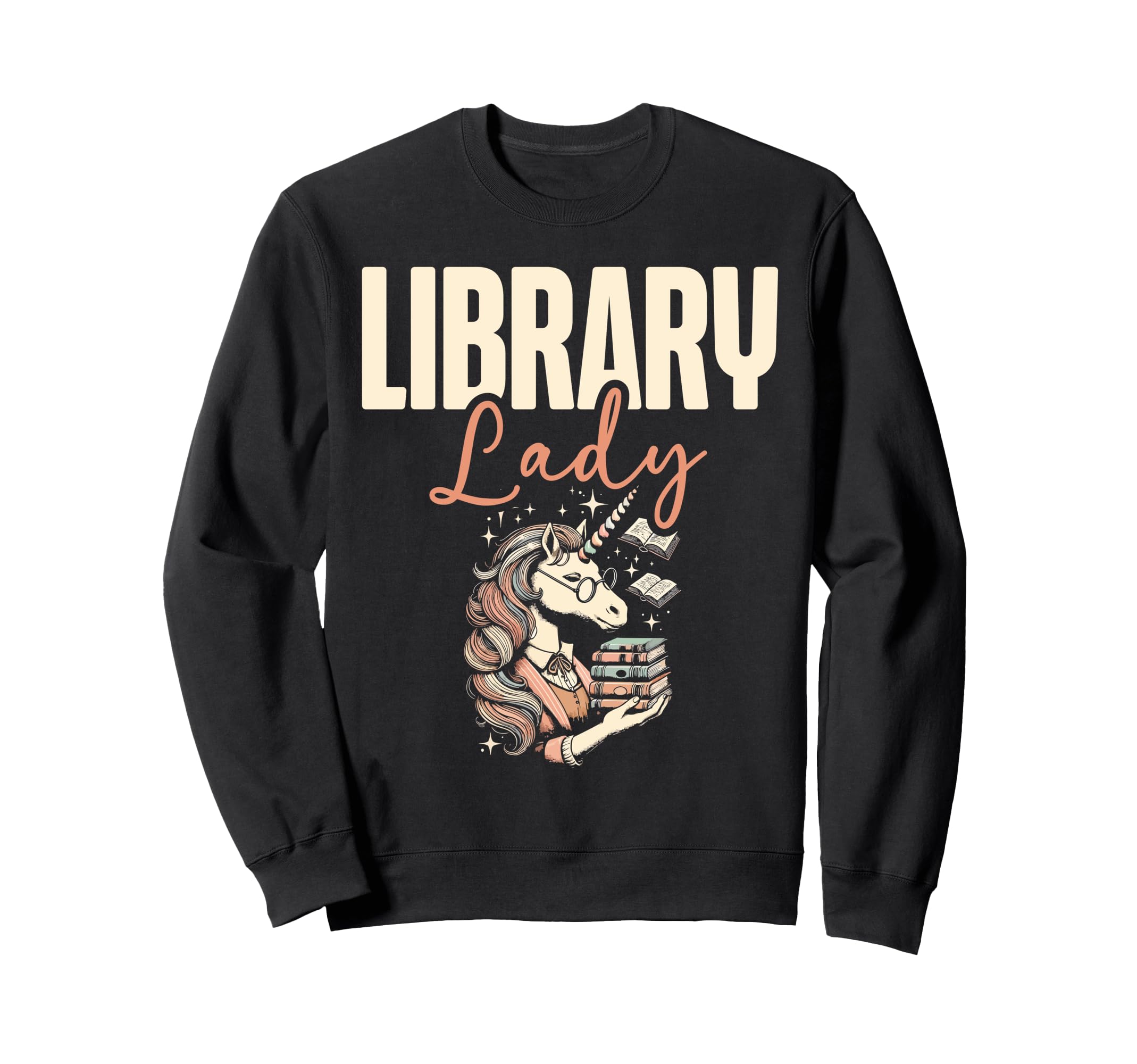 Library Lady Unicorn Bookworm Book Sweatshirt - Graphic Print Men Women - T-Shirt, Sweatshirt, Hoodie