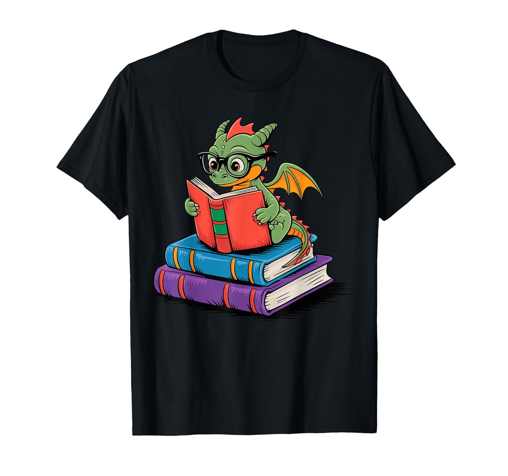 Dragon Books Reading T-Shirt - Fun Novelty Design Unisex - T-Shirt, Sweatshirt, Hoodie