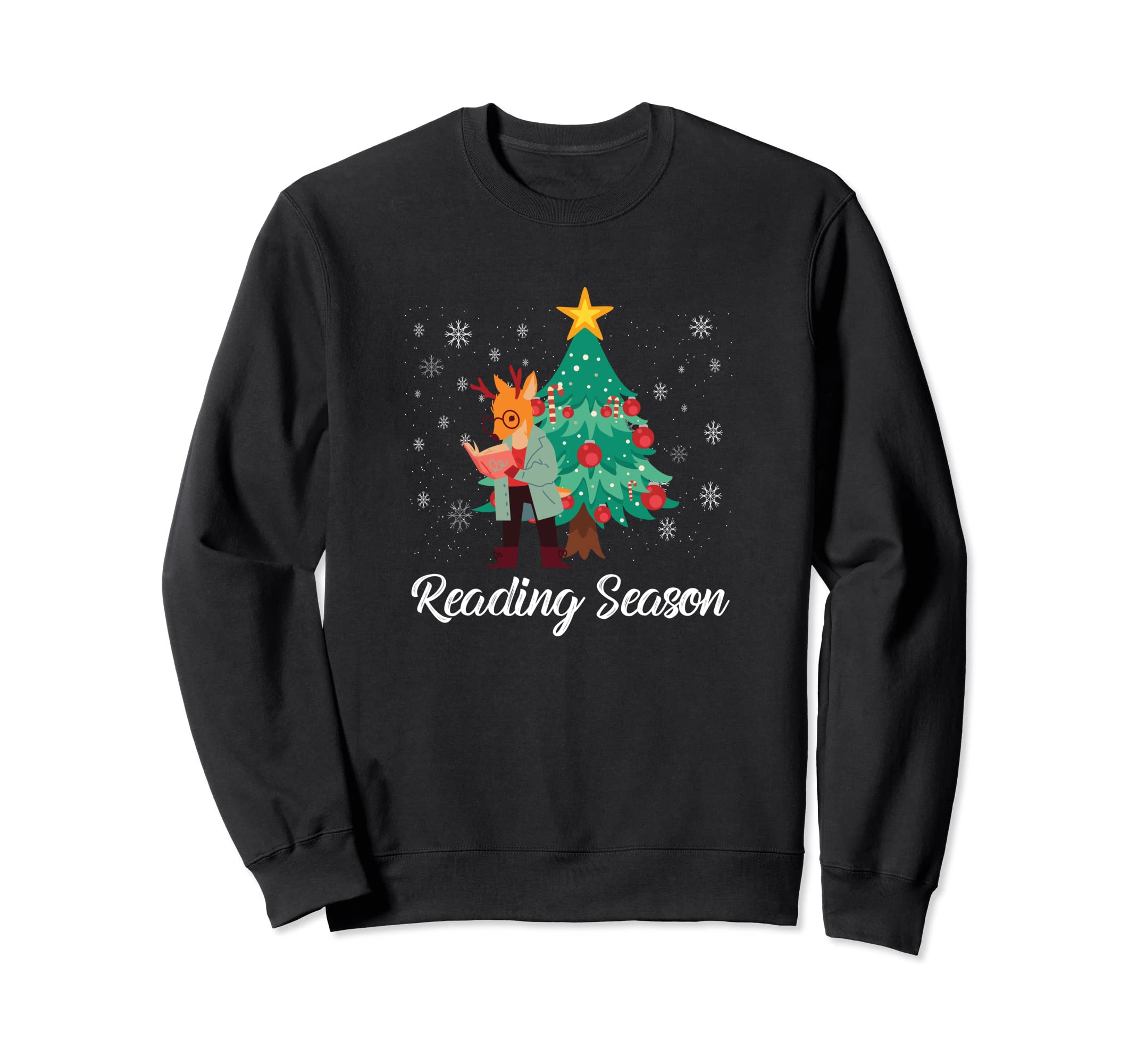 Reading Season Reindeer Bookworm Sweatshirt - Aesthetic Graphic for Adults - T-Shirt, Sweatshirt, Hoodie