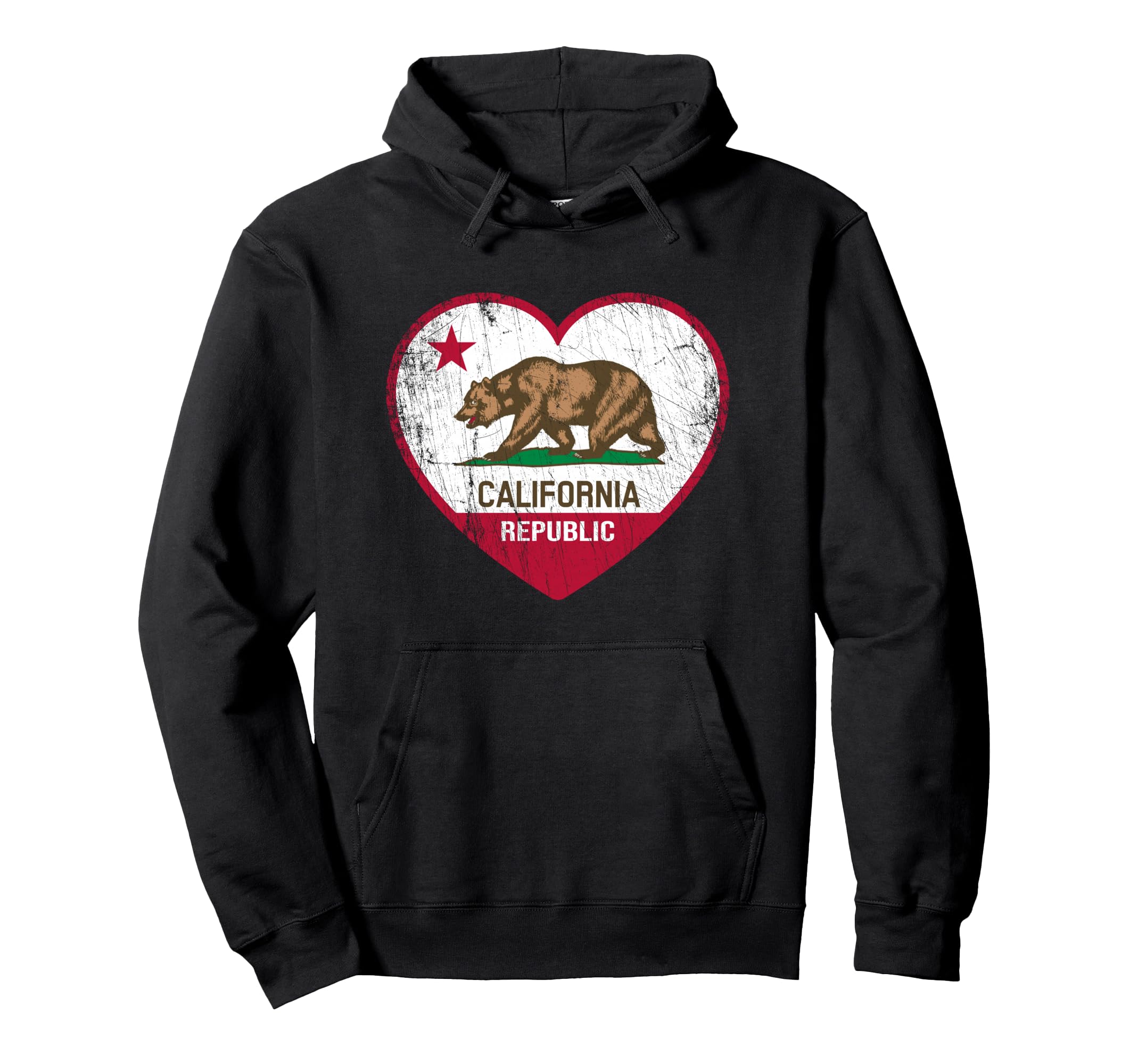 California Republic Flag Ca Distressed Hoodie - Graphic Print Men Women - T-Shirt, Sweatshirt, Hoodie