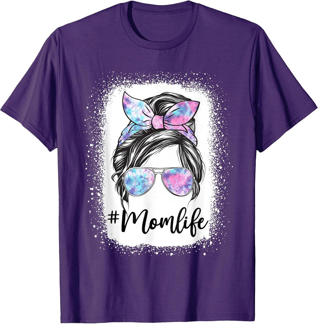 Funny Messi Bun Mom Life Tie Dye Tees Unisex T-shirt, Sweatshirt, Hoodie, Long Sleeve Tee - T-Shirt, Sweatshirt, Hoodie