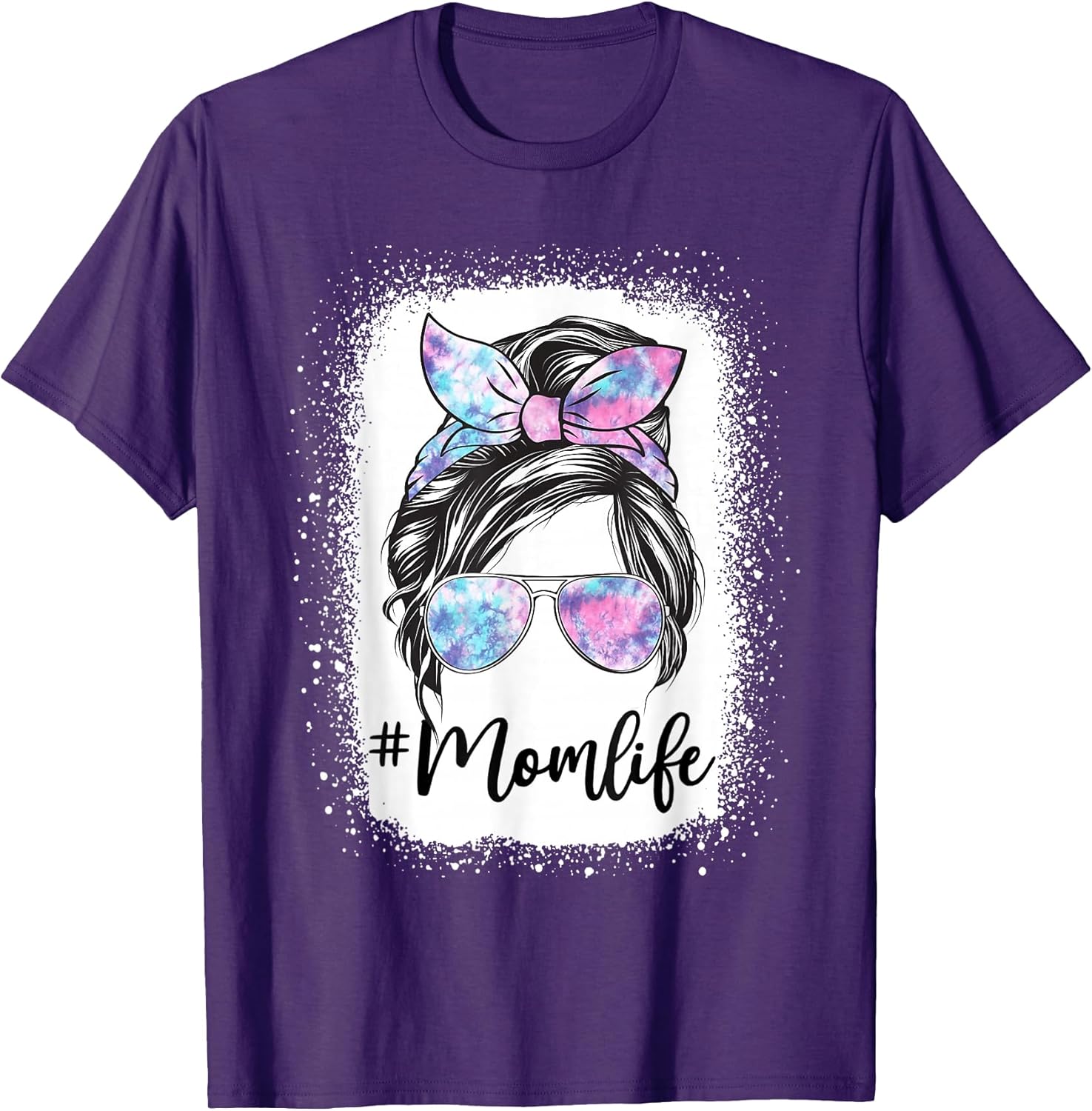 Funny Messi Bun Mom Life Tie Dye Tees Unisex T-shirt, Sweatshirt, Hoodie, Long Sleeve Tee - T-Shirt, Sweatshirt, Hoodie
