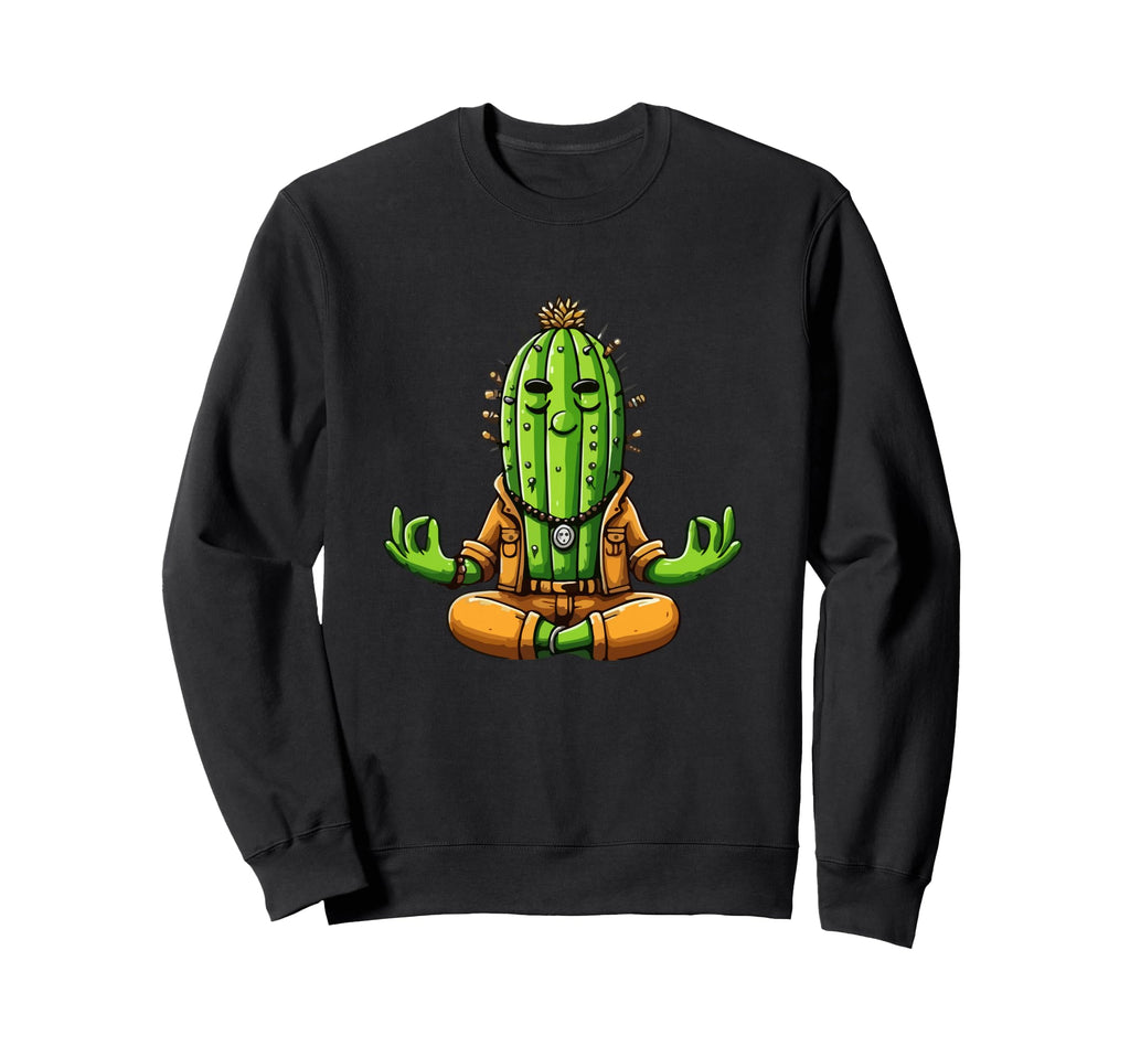 Meditation Cactus Yoga Pose Sweatshirt - Casual Everyday Wear for Adults - T-Shirt, Sweatshirt, Hoodie