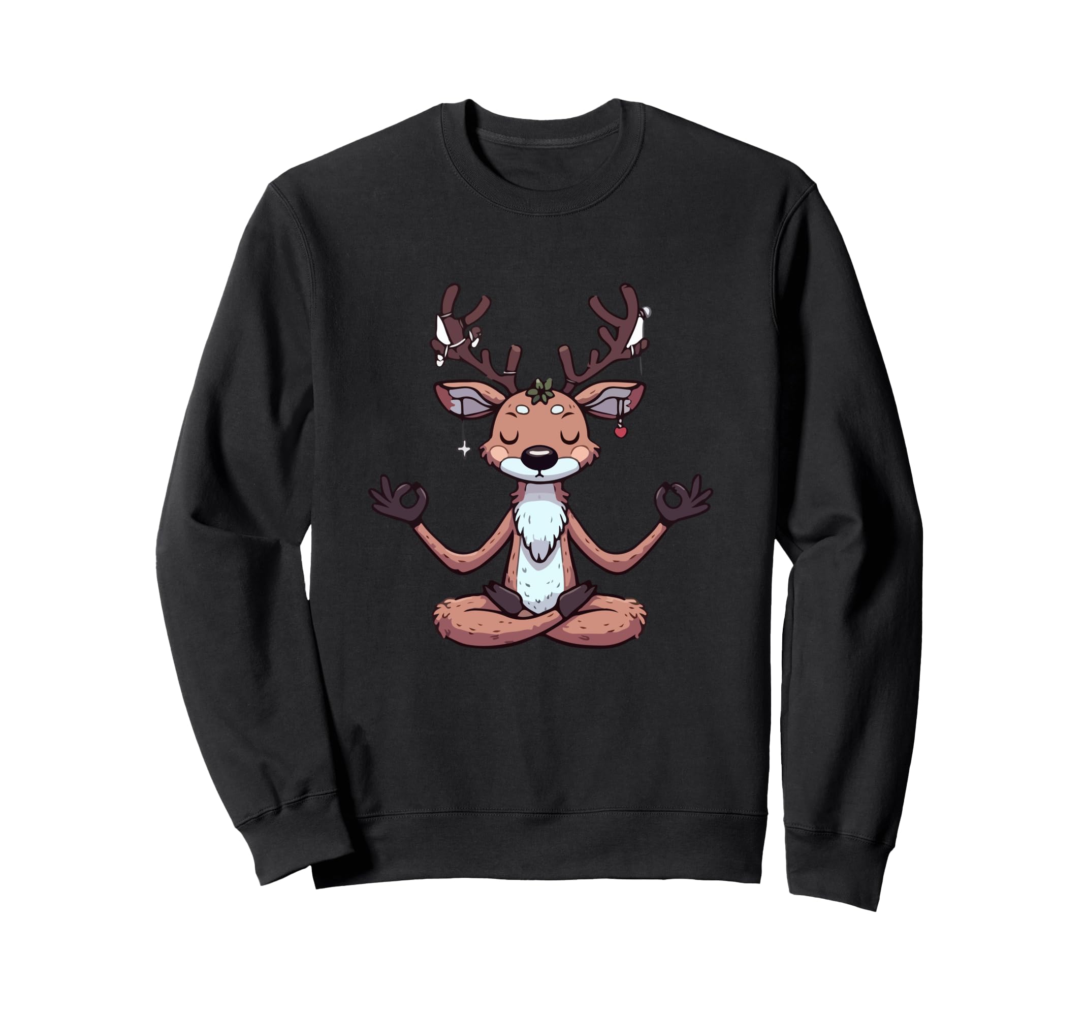 Meditation Reindeer Yoga Pose Relaxing Sweatshirt - Unique Graphic Unisex - T-Shirt, Sweatshirt, Hoodie