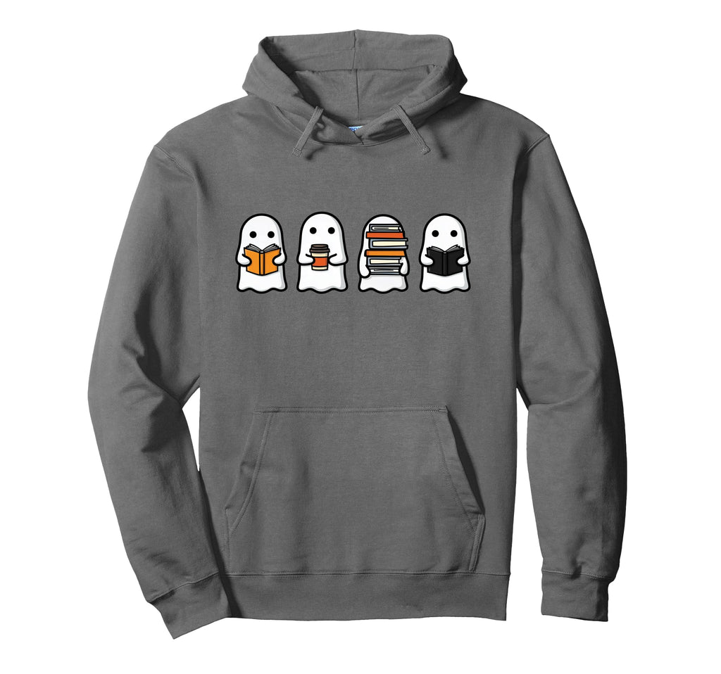 Ghost Halloween Teacher Reading Hoodie - Casual Everyday Wear for Adults - T-Shirt, Sweatshirt, Hoodie