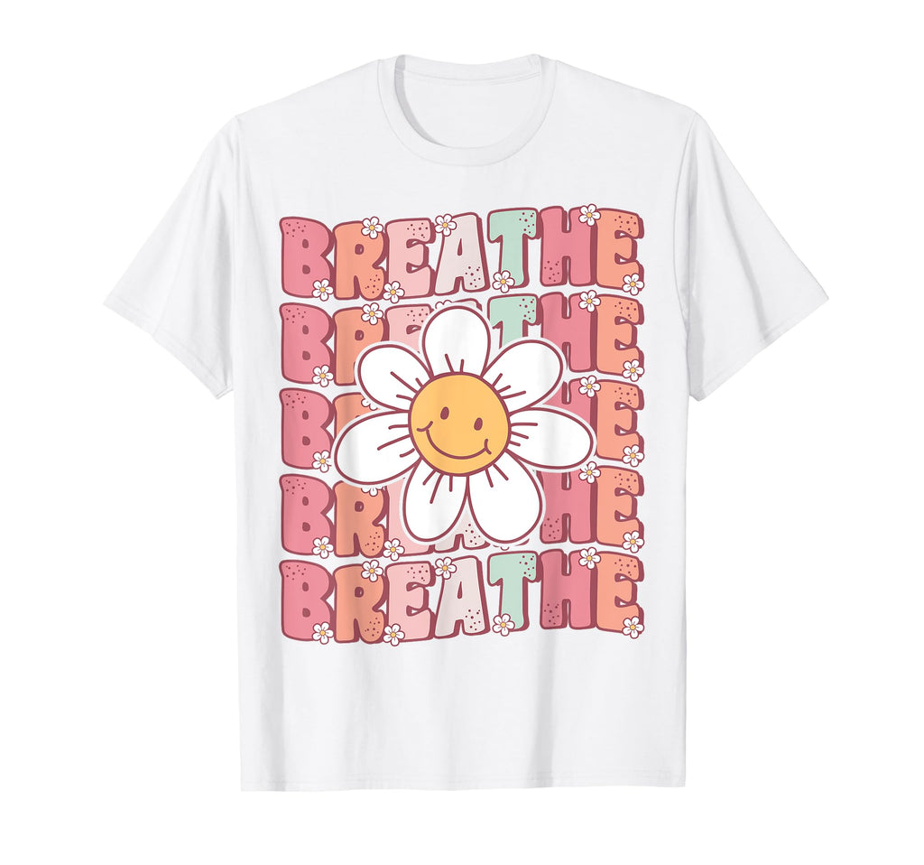 Groovy Breathe Daisy Flower Yoga T-Shirt - Trendy Graphic Unisex - T-Shirt, Sweatshirt, Hoodie
