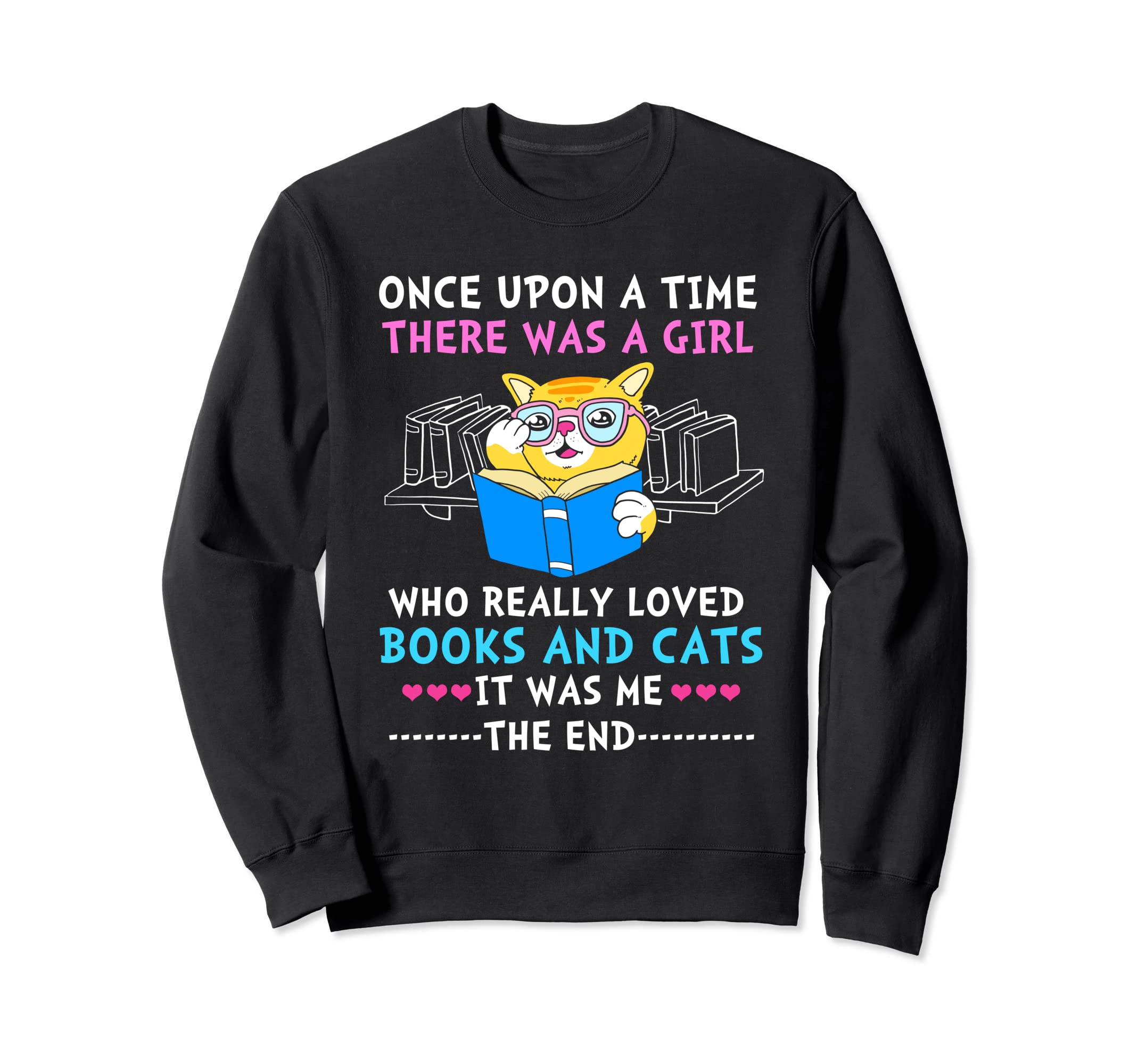 Funny Bookworm Books And Cats Sweatshirt - Minimalist Print Unisex - T-Shirt, Sweatshirt, Hoodie
