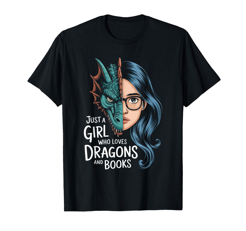 Just Who Loves Dragons And Books T-Shirt - Custom Art Print Unisex - T-Shirt, Sweatshirt, Hoodie