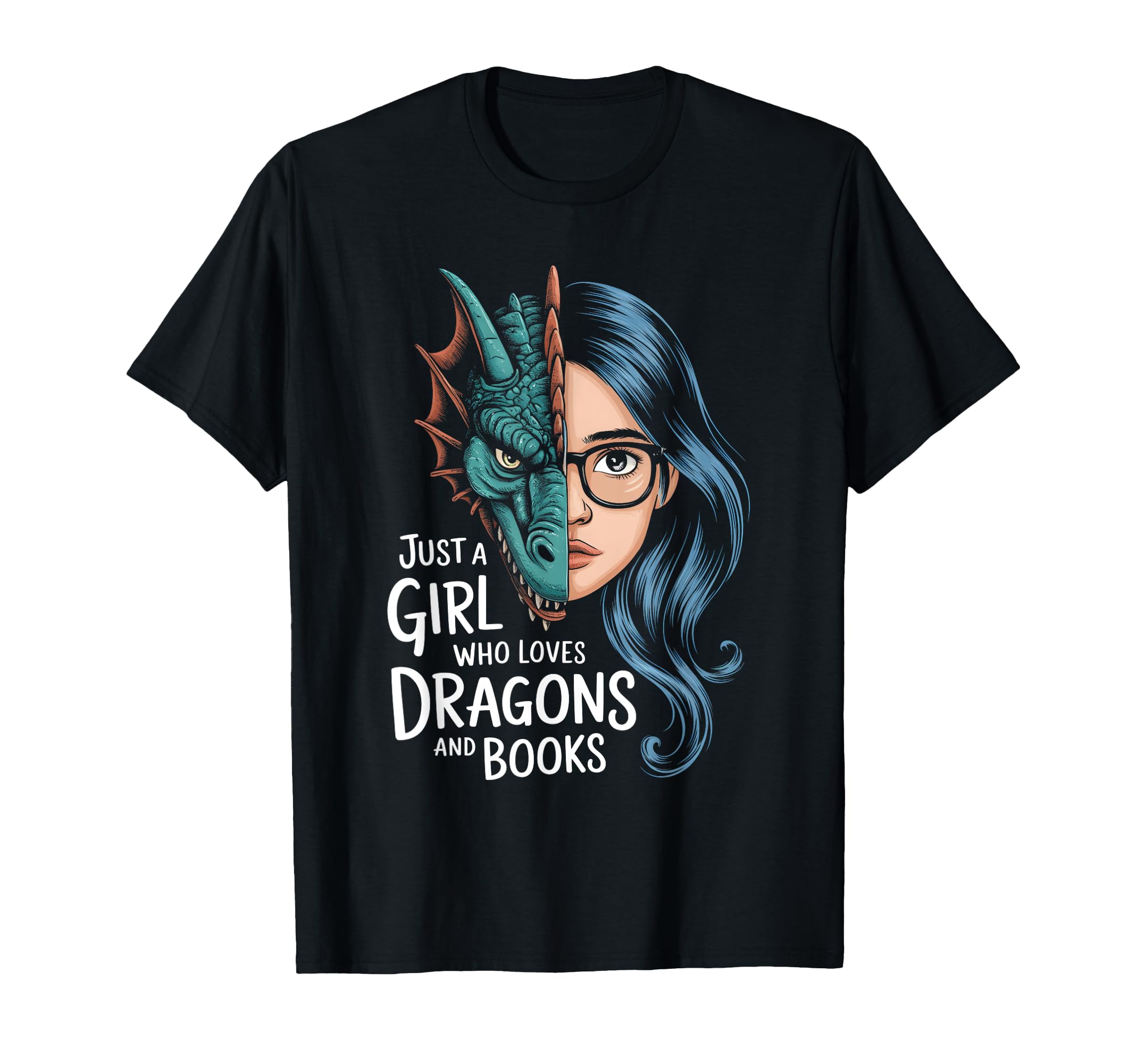Just Who Loves Dragons And Books T-Shirt - Custom Art Print Unisex - T-Shirt, Sweatshirt, Hoodie